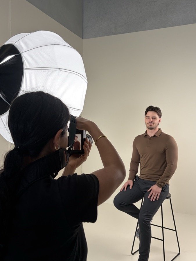 Allyjana photographing a professional headshot in the studio